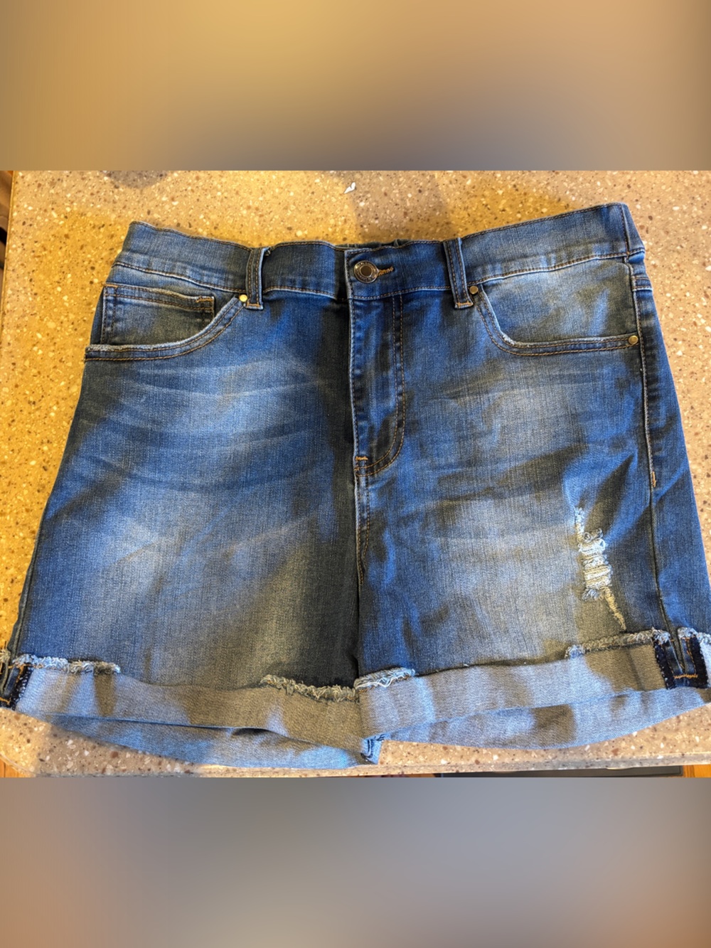 Grace and Lace Denim Shorts Size Large Distressed Hem
